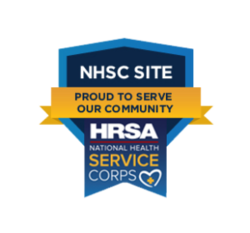 NHSC site proud to serve our community badge
